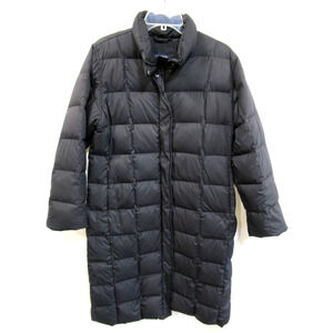 Lands End Black Goose Down Insulated Puffer Long Parka Coat Women Sz S